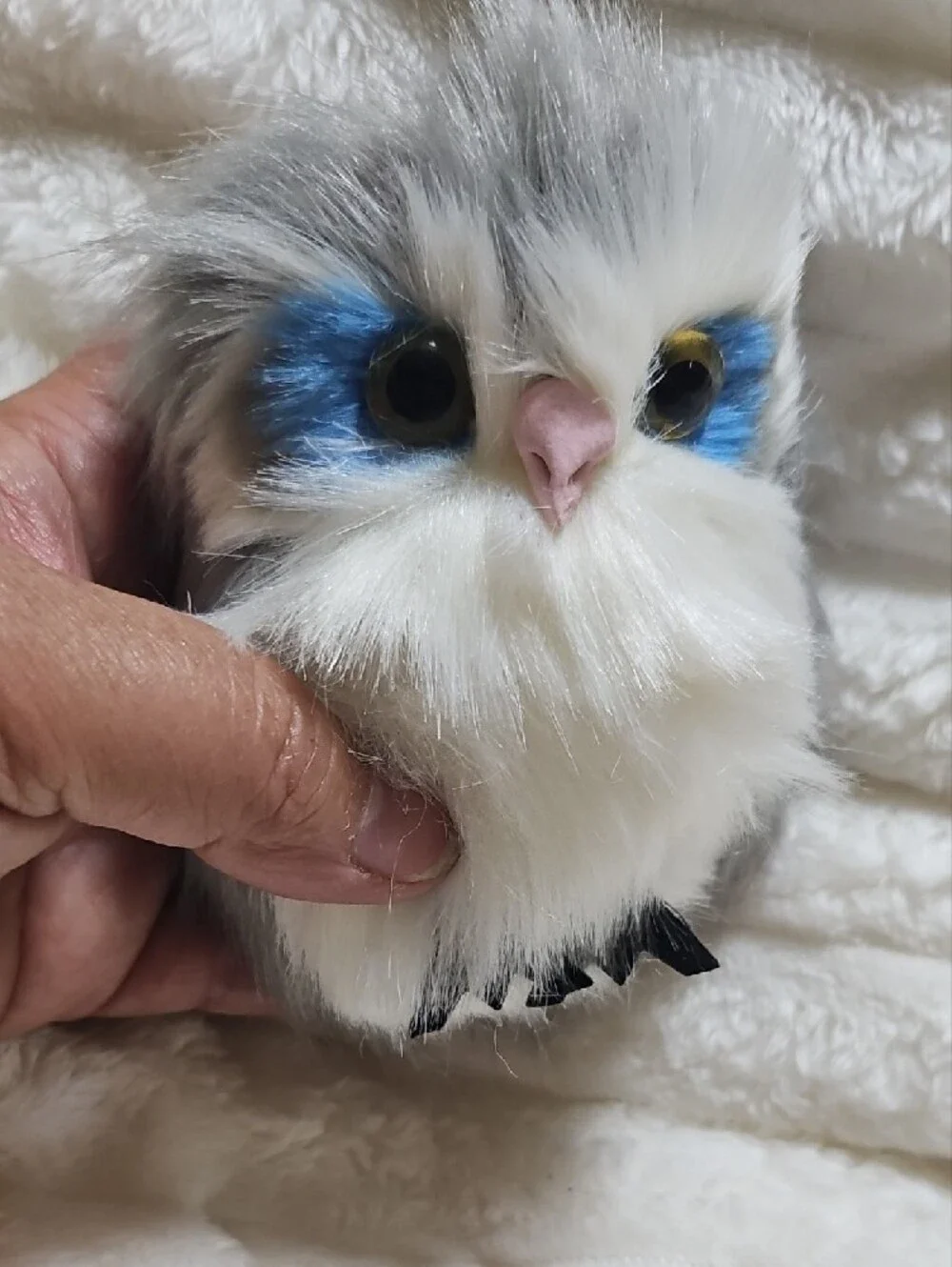 Plush Owl Keychain with Blue Eye Accents. NWOT